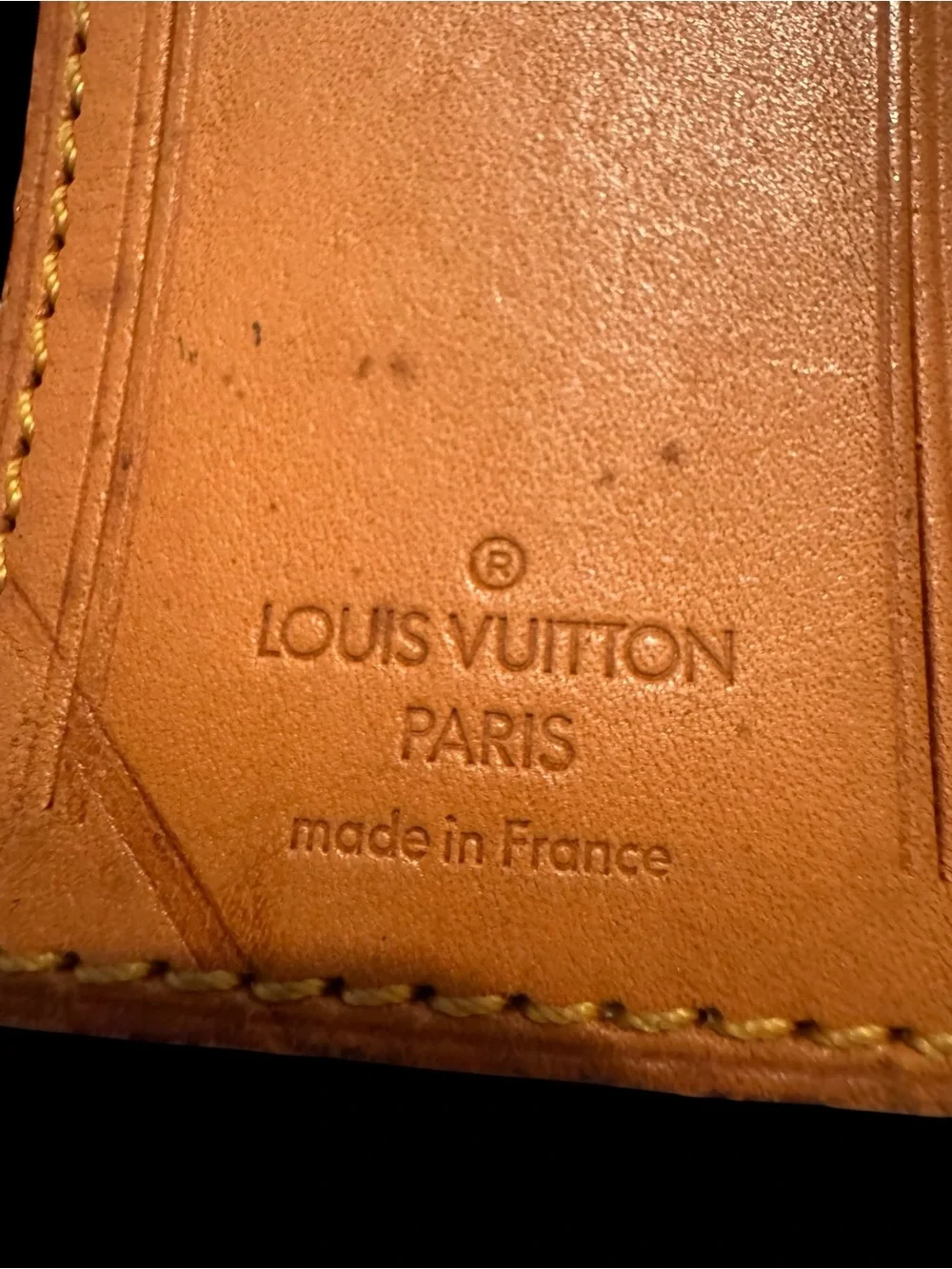 Authentic Louis Vuitton Vachetta Luggage Tag & Strap Made France Vintage